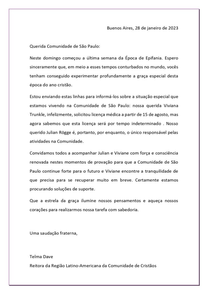 Carta em português
